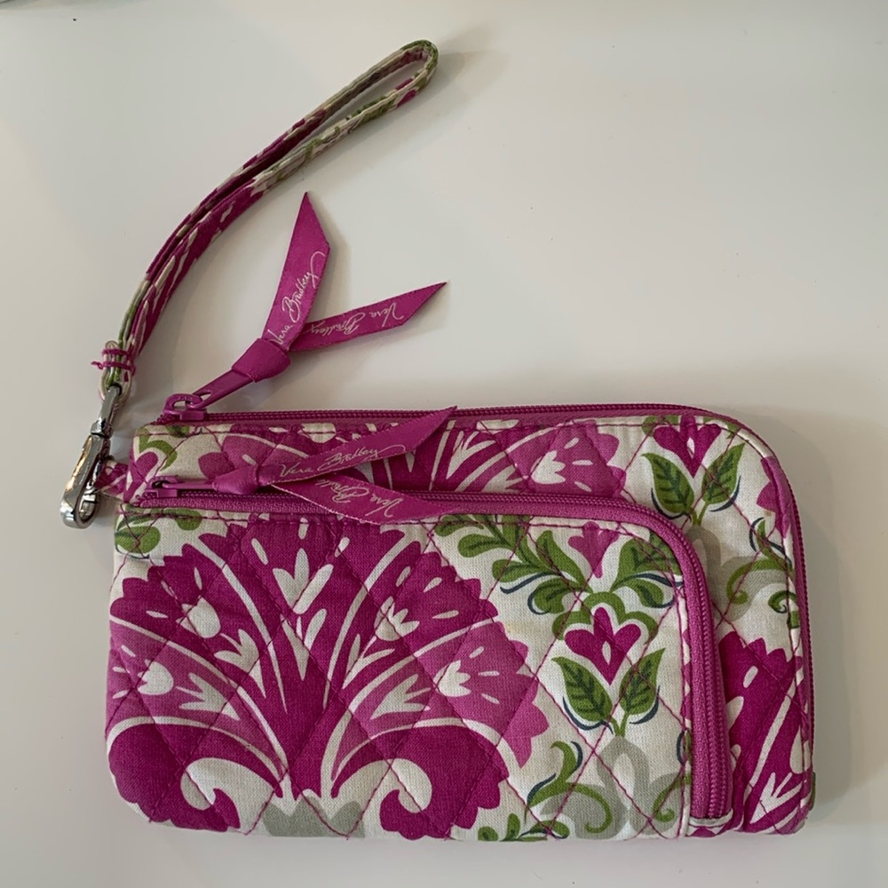 Vera Bradley floral pink green wristlet